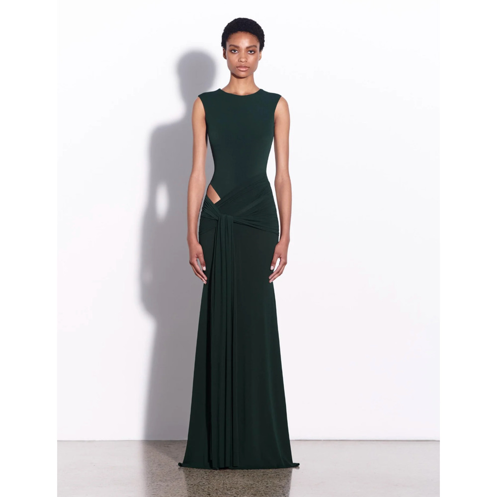 Alex Perry Sleeveless Cut Out Wrap Gown in Crepe Jersey US 8